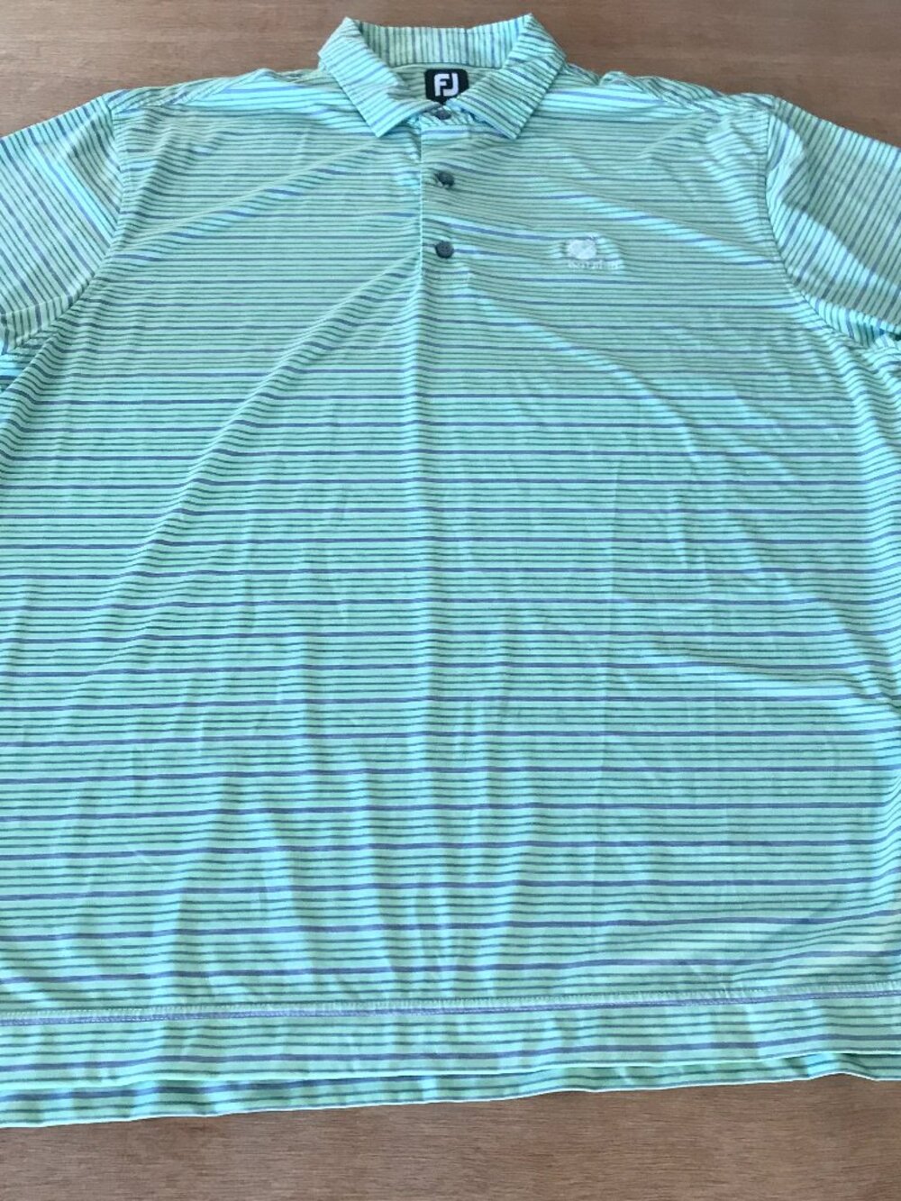 Footjoy Performance Polo Shirt Men 2XL Green Gray Striped Short Sleeve Golf